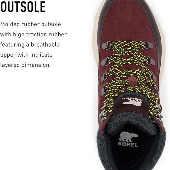 Sorel Women's Kinetic Breakthru Conquest Waterproof Boot sz 6 Burgundy & cream - Picture 5 of 11